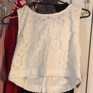 Cute white floral tank crop top